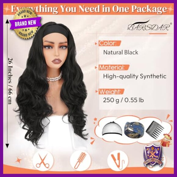 Human Hair Clip-in Bangs with Body Wave Headband Wig